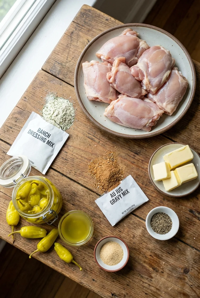 Ingredients for Slow Cooker Mississippi Chicken