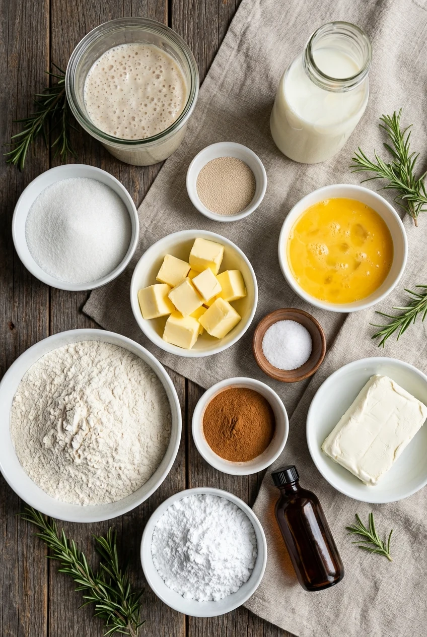 Ingredients for Sourdough Discard Cinnamon Rolls