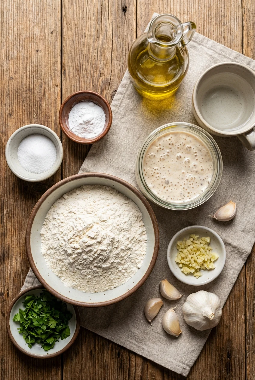 Ingredients for Sourdough Discard Naan Bread