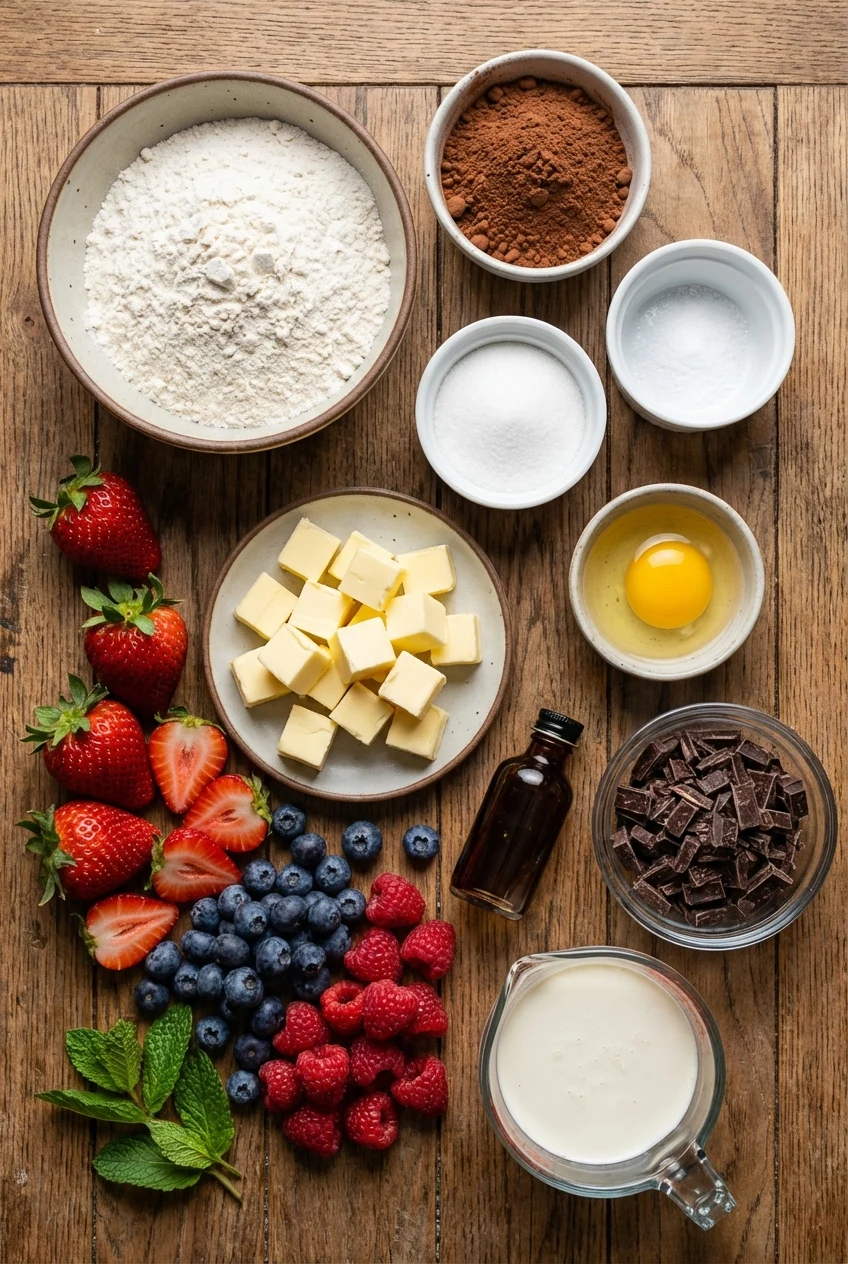 Ingredients for Spring Berry Chocolate Tart