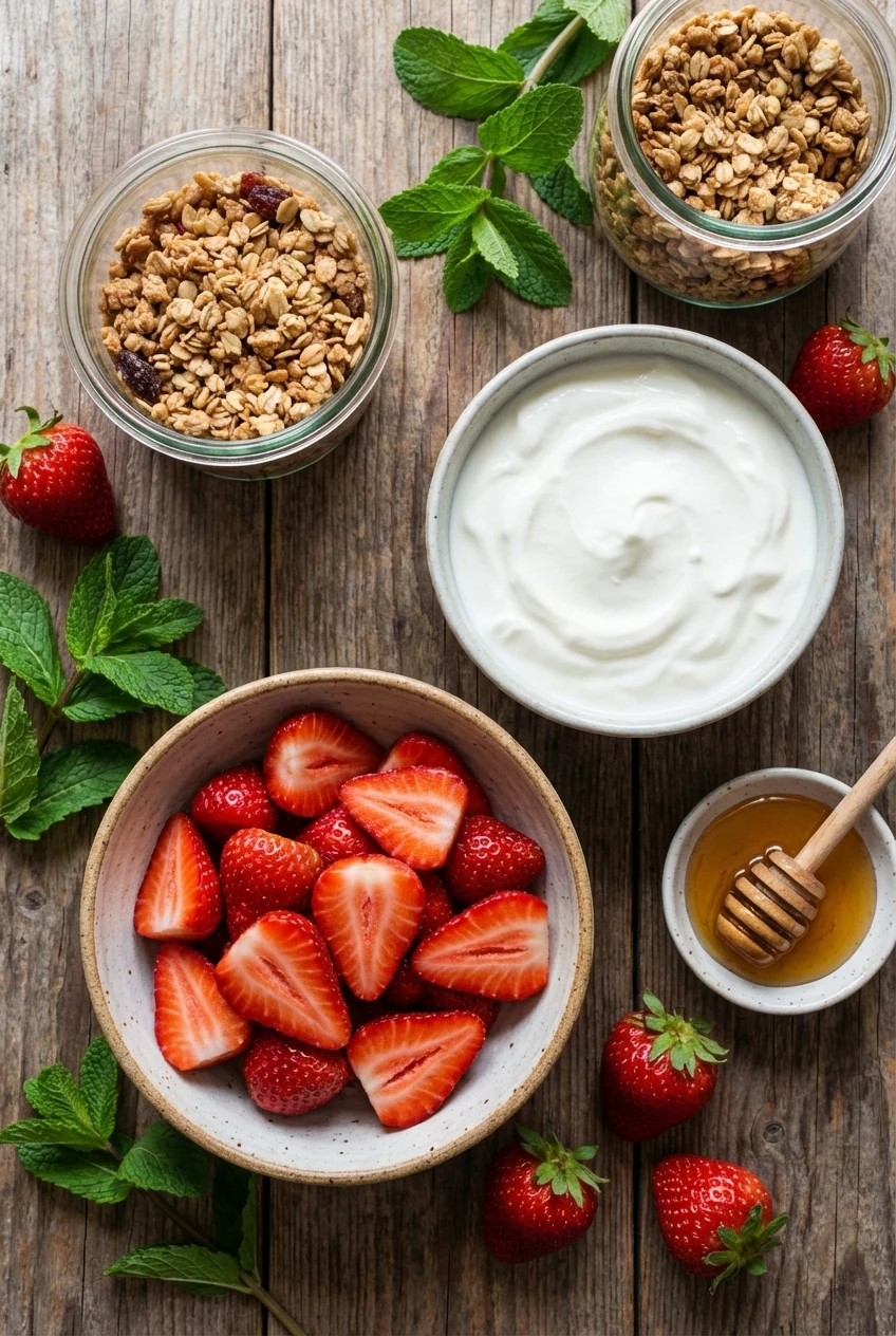 Ingredients for Strawberry Yogurt Parfait