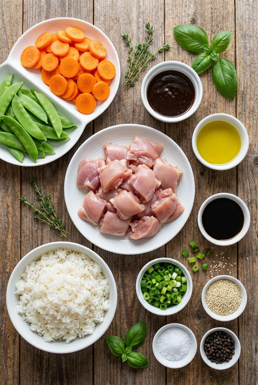 Ingredients for Teriyaki Chicken Rice Bowl