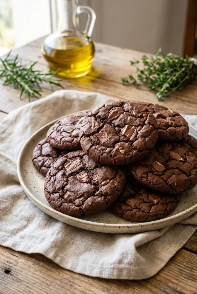 Dark Chocolate Brownie Cookies With Crackly Tops