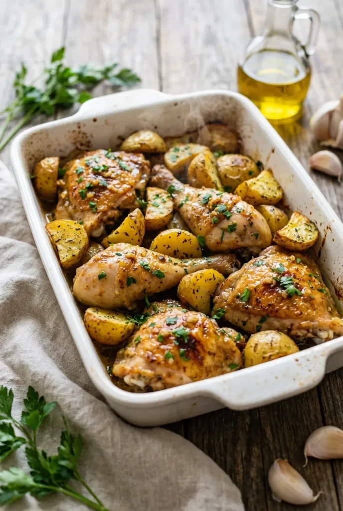 One-Pan Garlic Chicken & Perfectly Roasted Potatoes