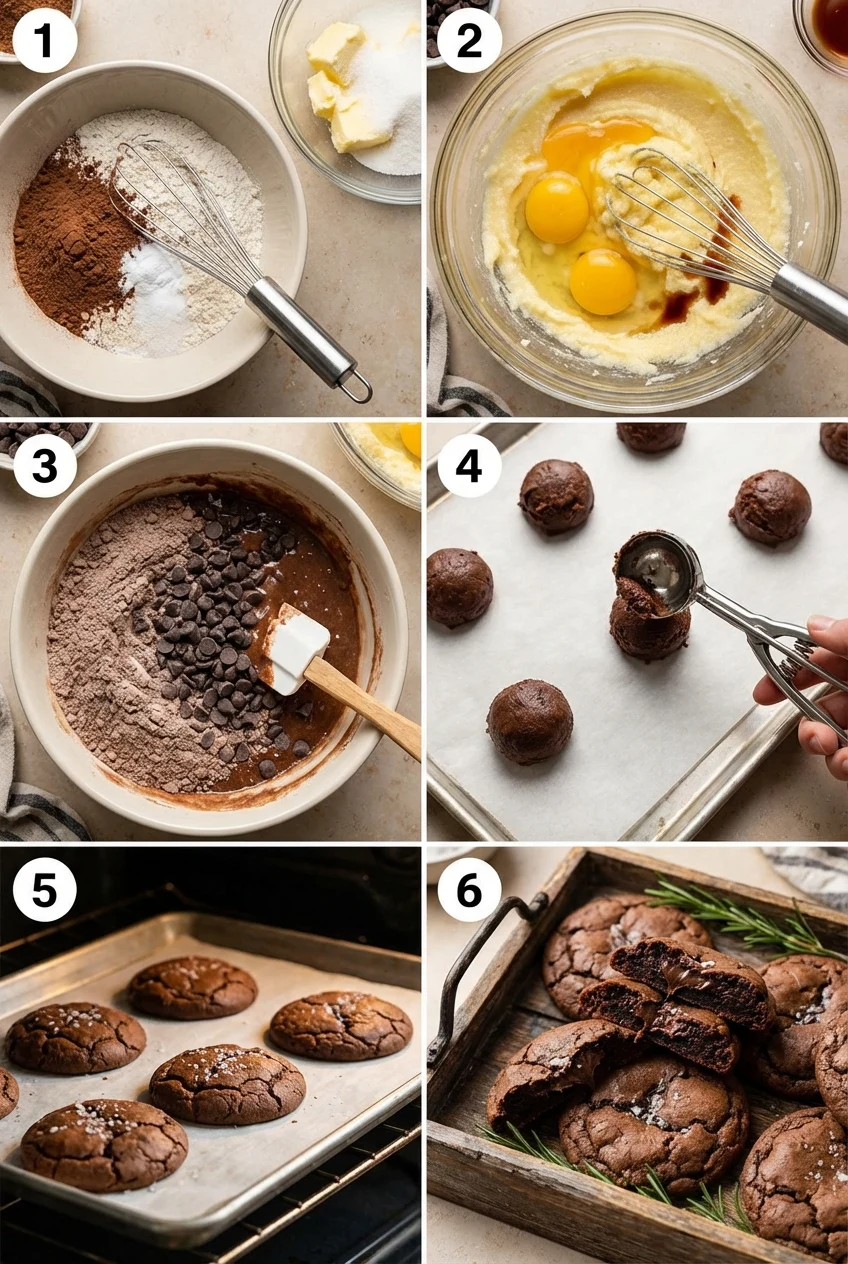 Step-by-step photos for Chocolate Brownie Cookies