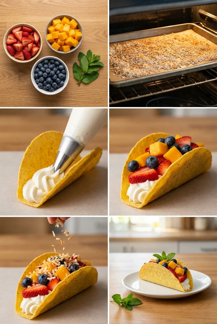 Step-by-step photos for Easy Fruit Dessert Tacos