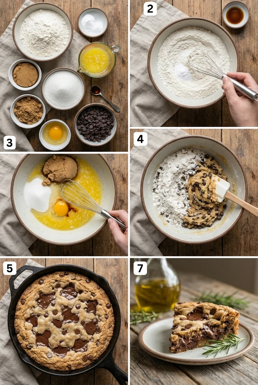 Step-by-step photos for Easy Skillet Chocolate Chip Cookie