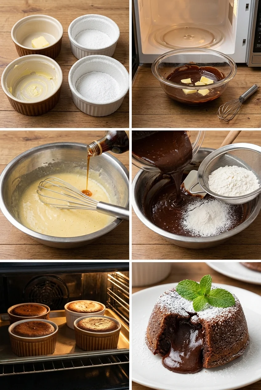 Step-by-step photos for Molten Chocolate Lava Cake