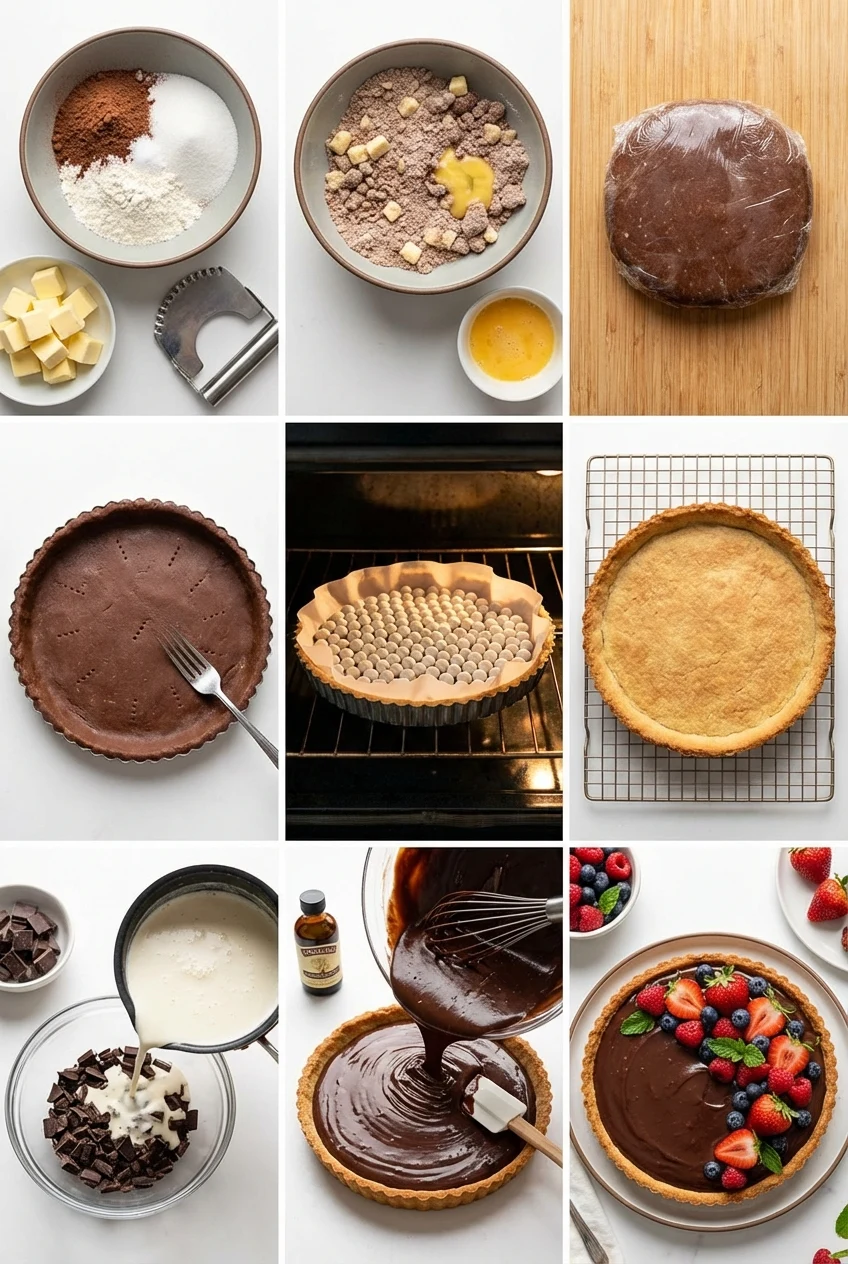 Step-by-step photos for Spring Berry Chocolate Tart