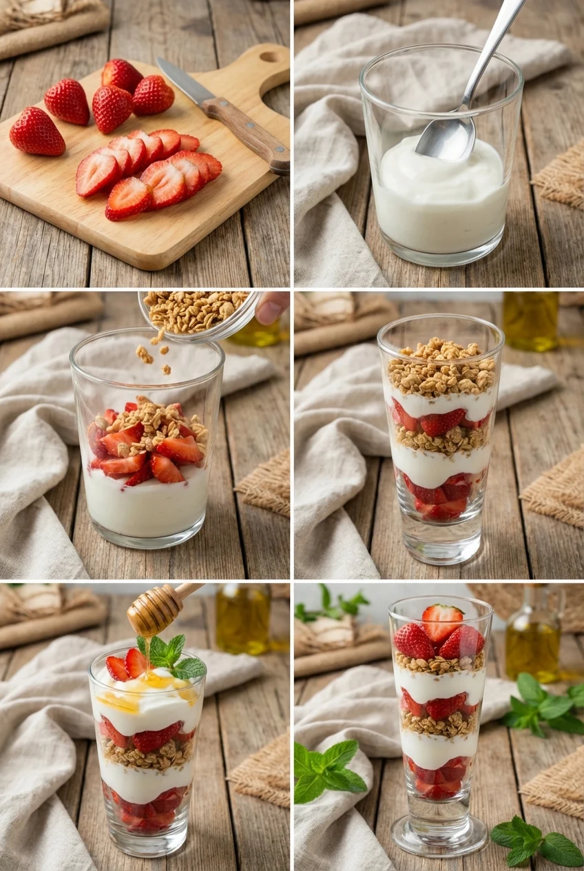 Step-by-step photos for Strawberry Yogurt Parfait