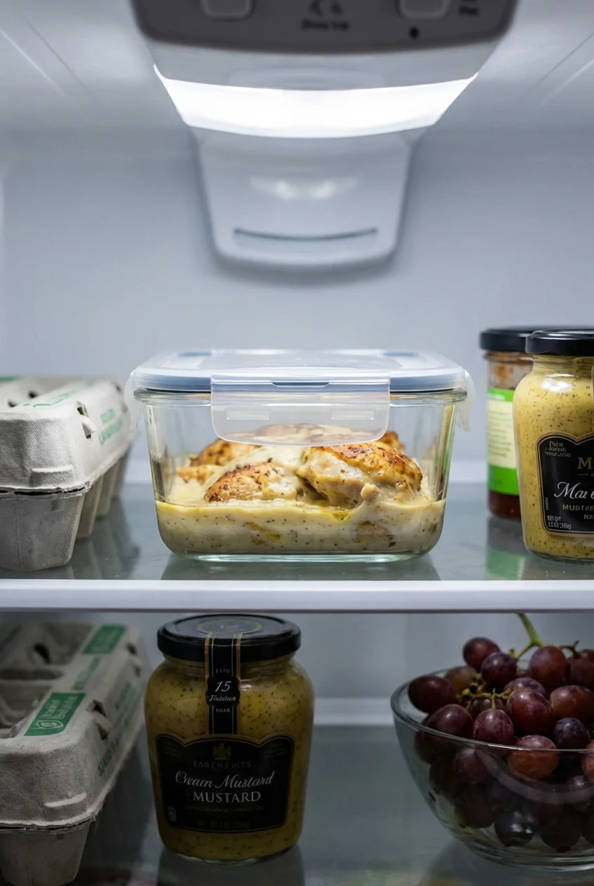 How to store and reheat Baked Caesar Chicken with Creamy Parmesan Sauce