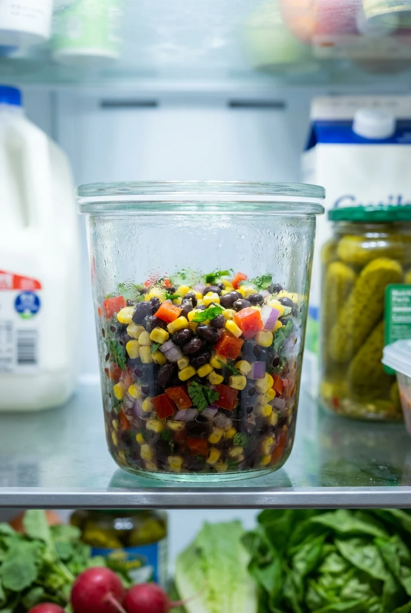 How to store and reheat Black Bean and Corn Salad