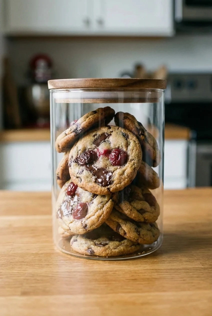 How to store and reheat Cherry Chocolate Chunk Cookies