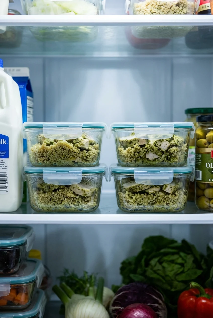 How to store and reheat Chicken Pesto Quinoa Meal Prep