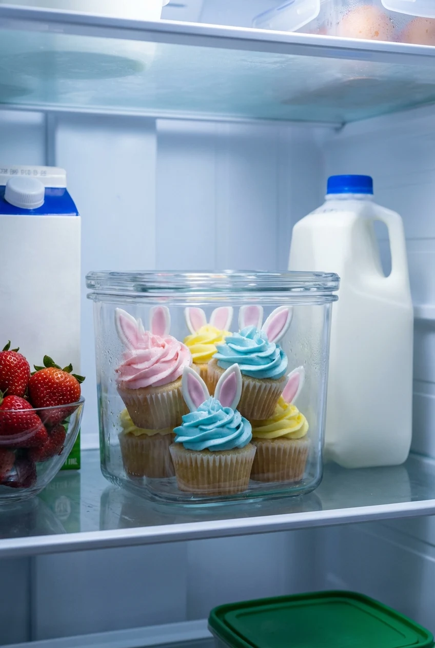 How to store and reheat Easter Bunny Cupcakes