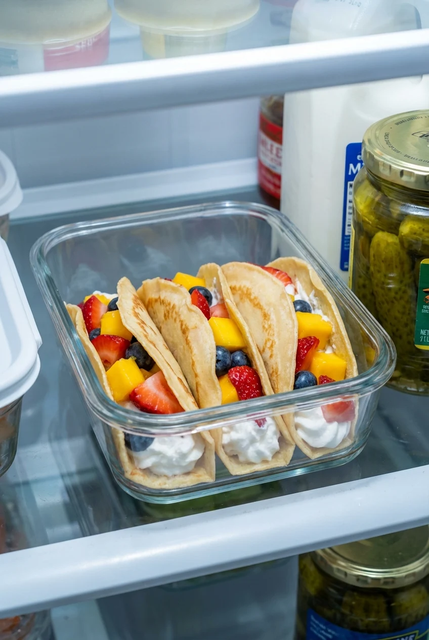 How to store and reheat Easy Fruit Dessert Tacos
