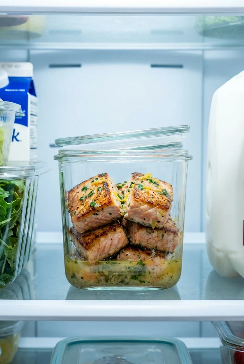 How to store and reheat Lemon Butter Salmon Bites