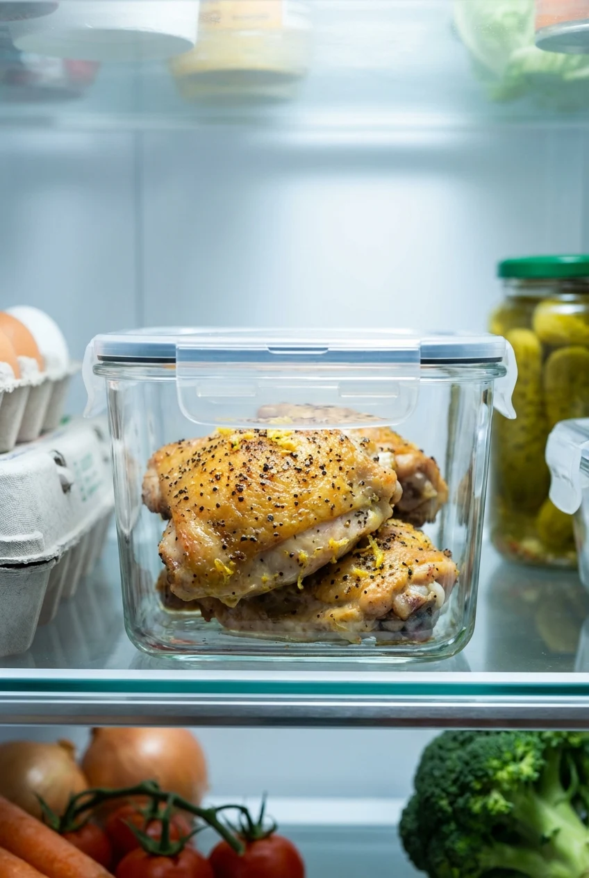 How to store and reheat Lemon Pepper Chicken Thighs