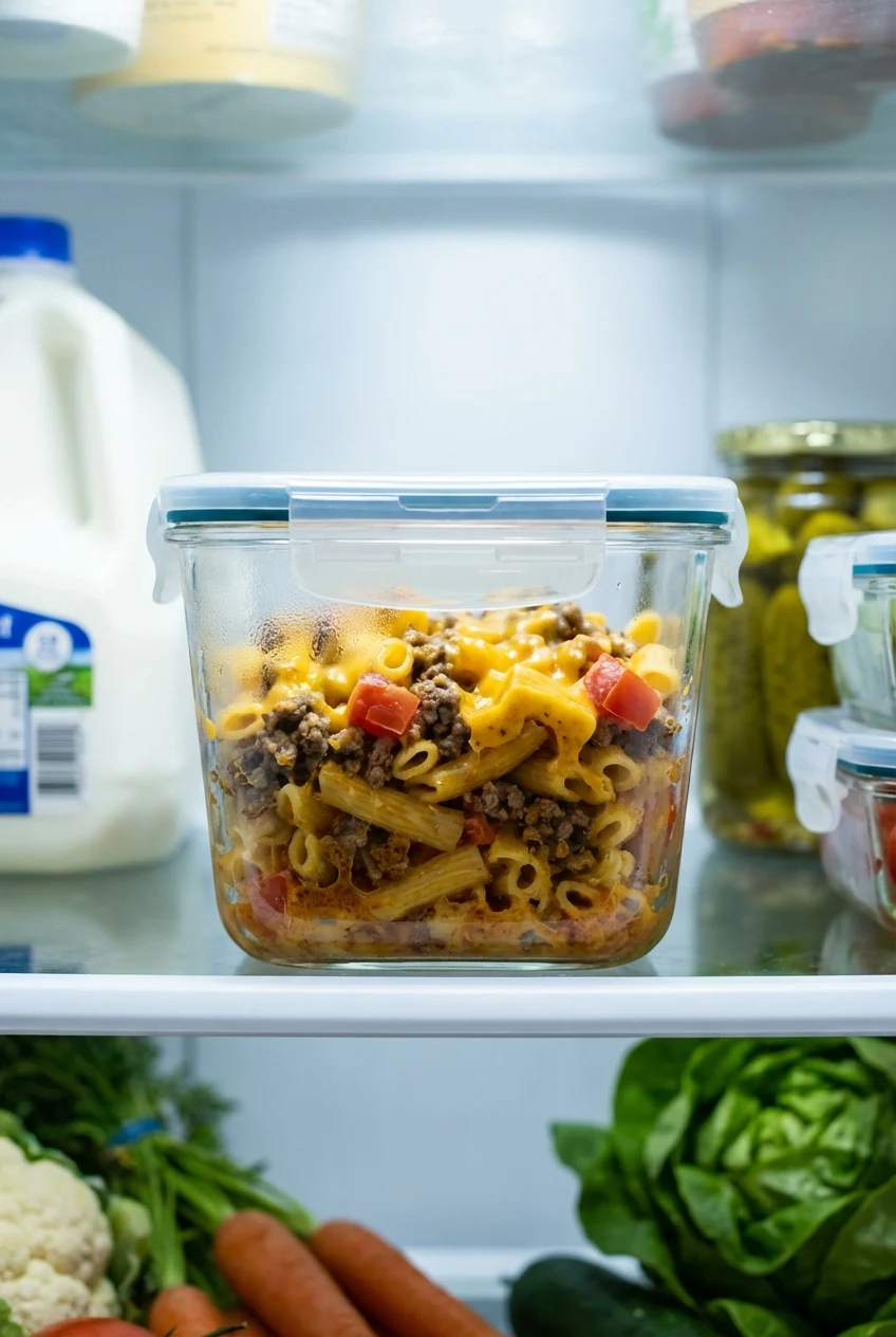 How to store and reheat One-Pot Cheeseburger Pasta