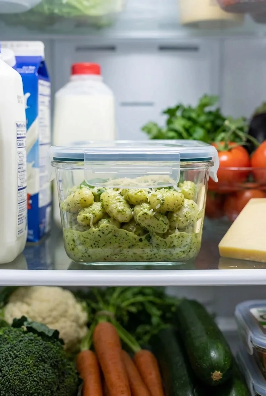 How to store and reheat One-Pot Creamy Pesto Gnocchi