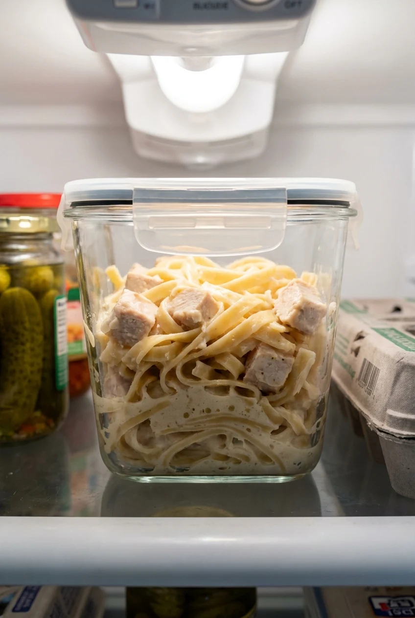 How to store and reheat One-Pot Garlic Chicken Alfredo