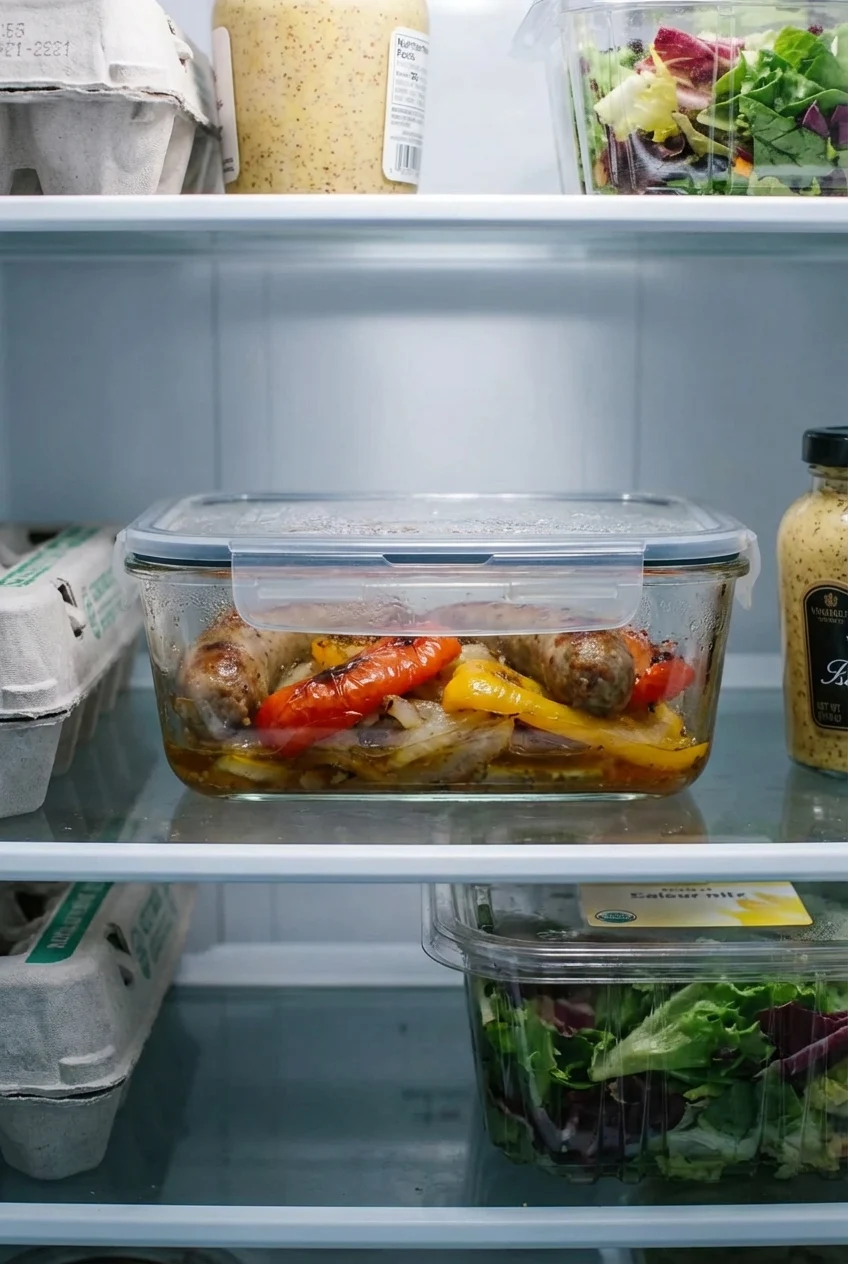 How to store and reheat Sheet Pan Sausage and Peppers
