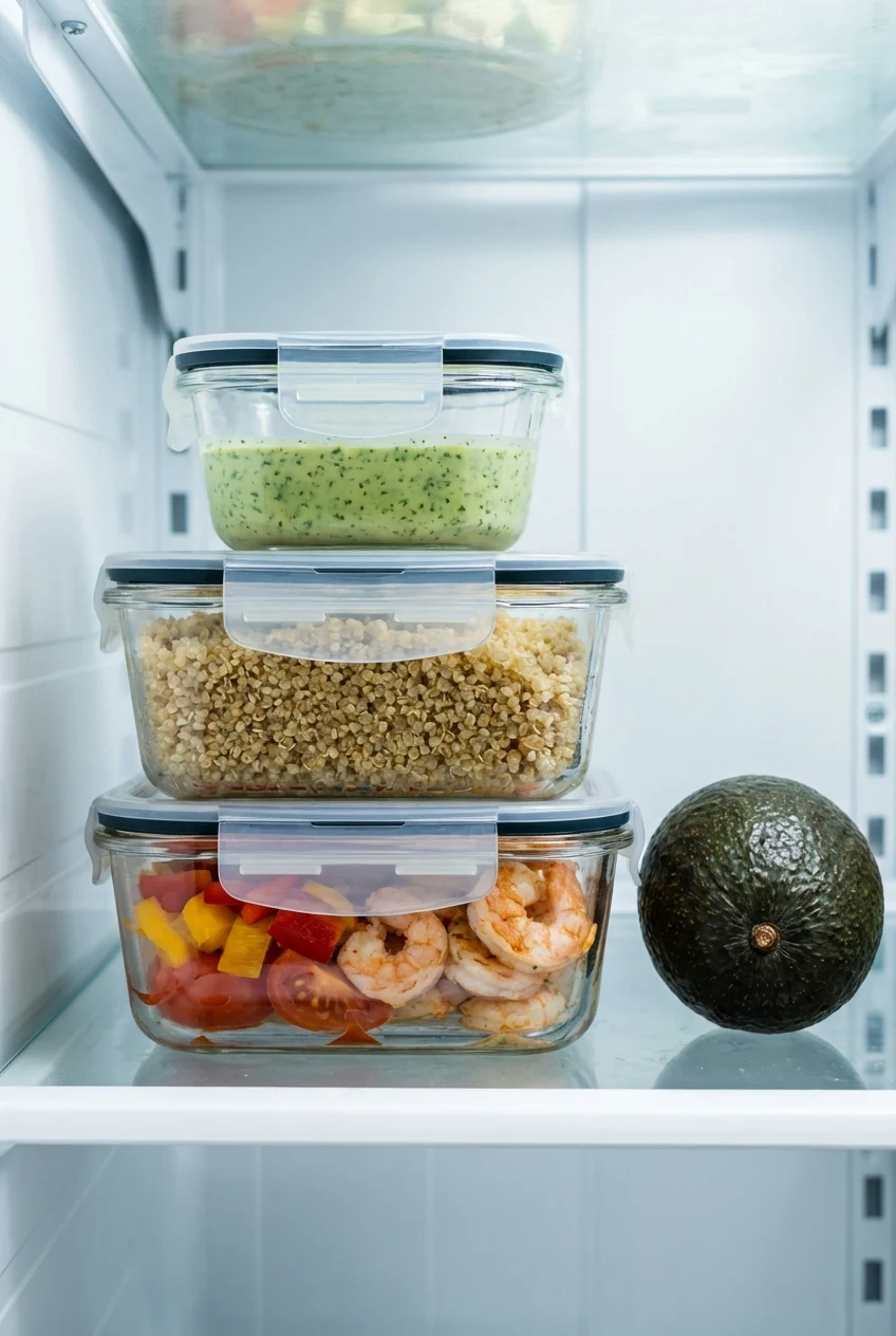 How to store and reheat Shrimp Taco Meal Prep Bowls