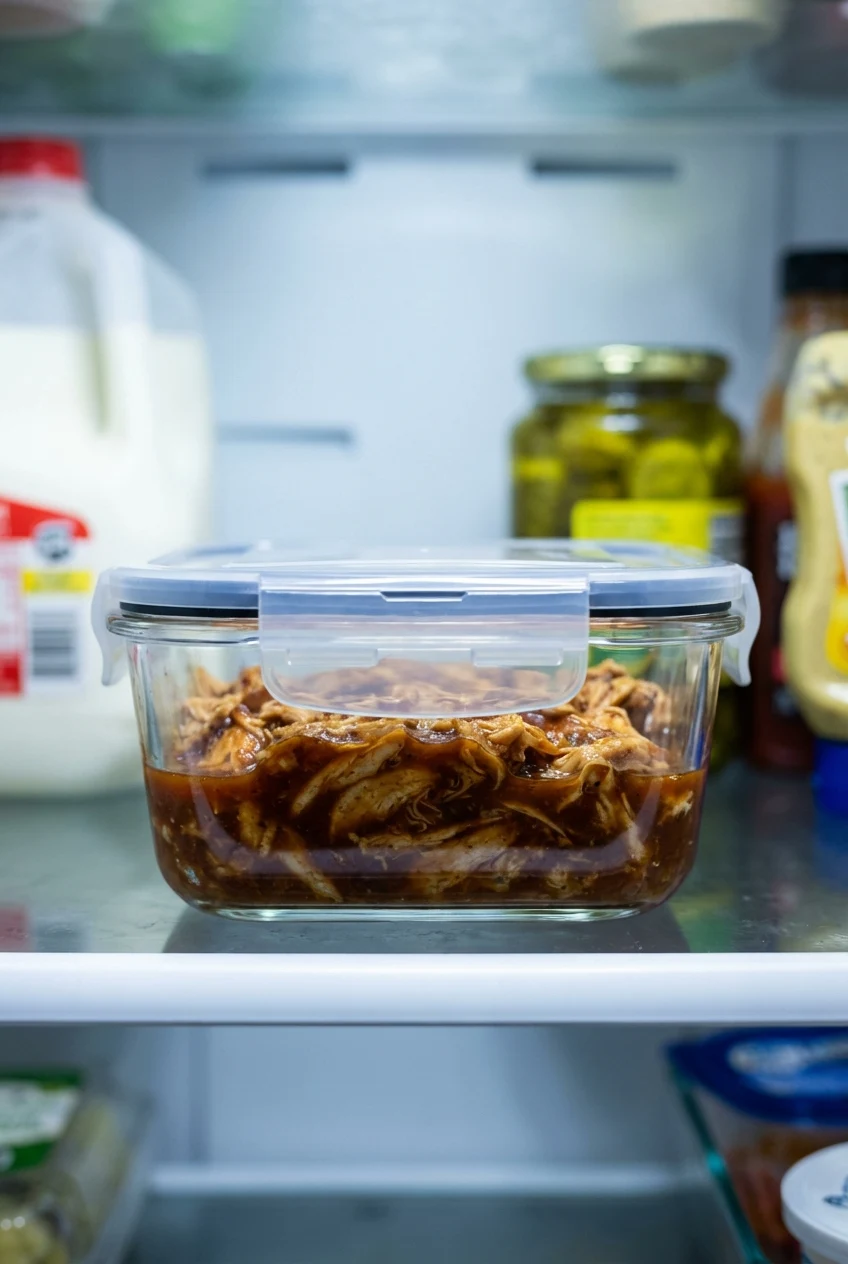 How to store and reheat Slow Cooker BBQ Pulled Chicken