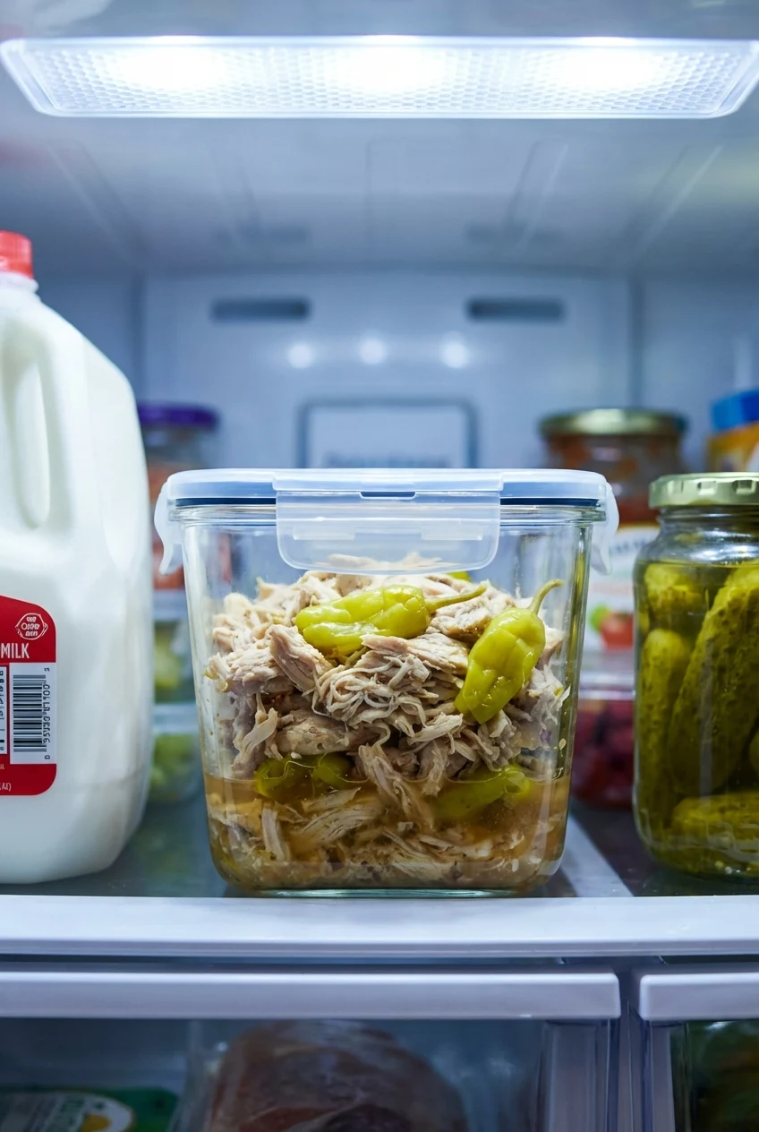 How to store and reheat Slow Cooker Mississippi Chicken