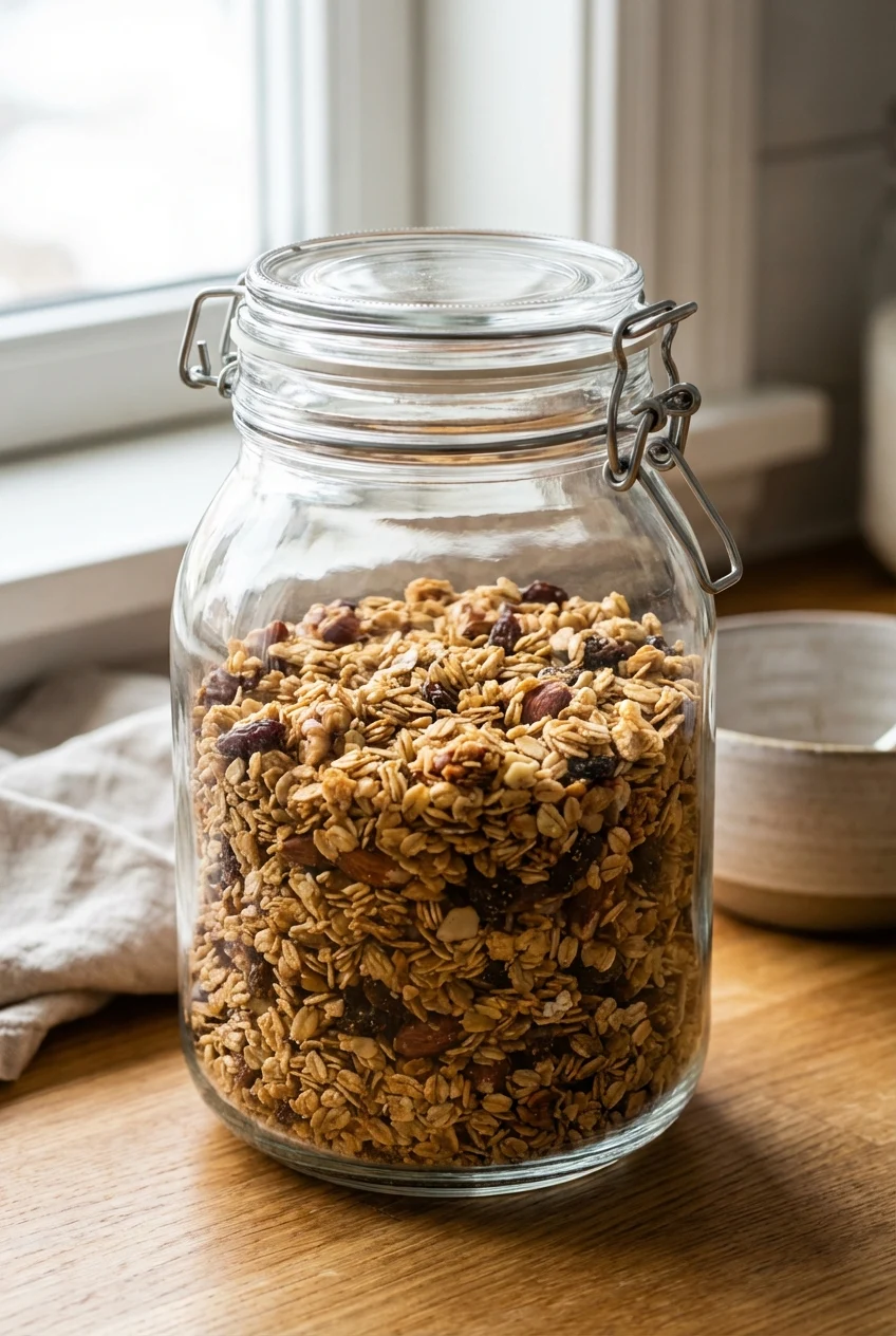 How to store and reheat Sourdough Discard Granola