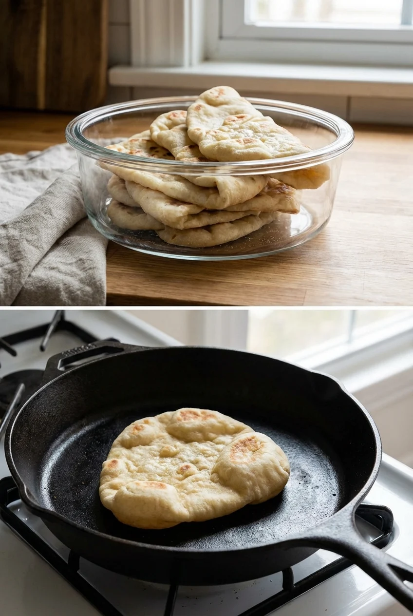 How to store and reheat Sourdough Discard Naan Bread