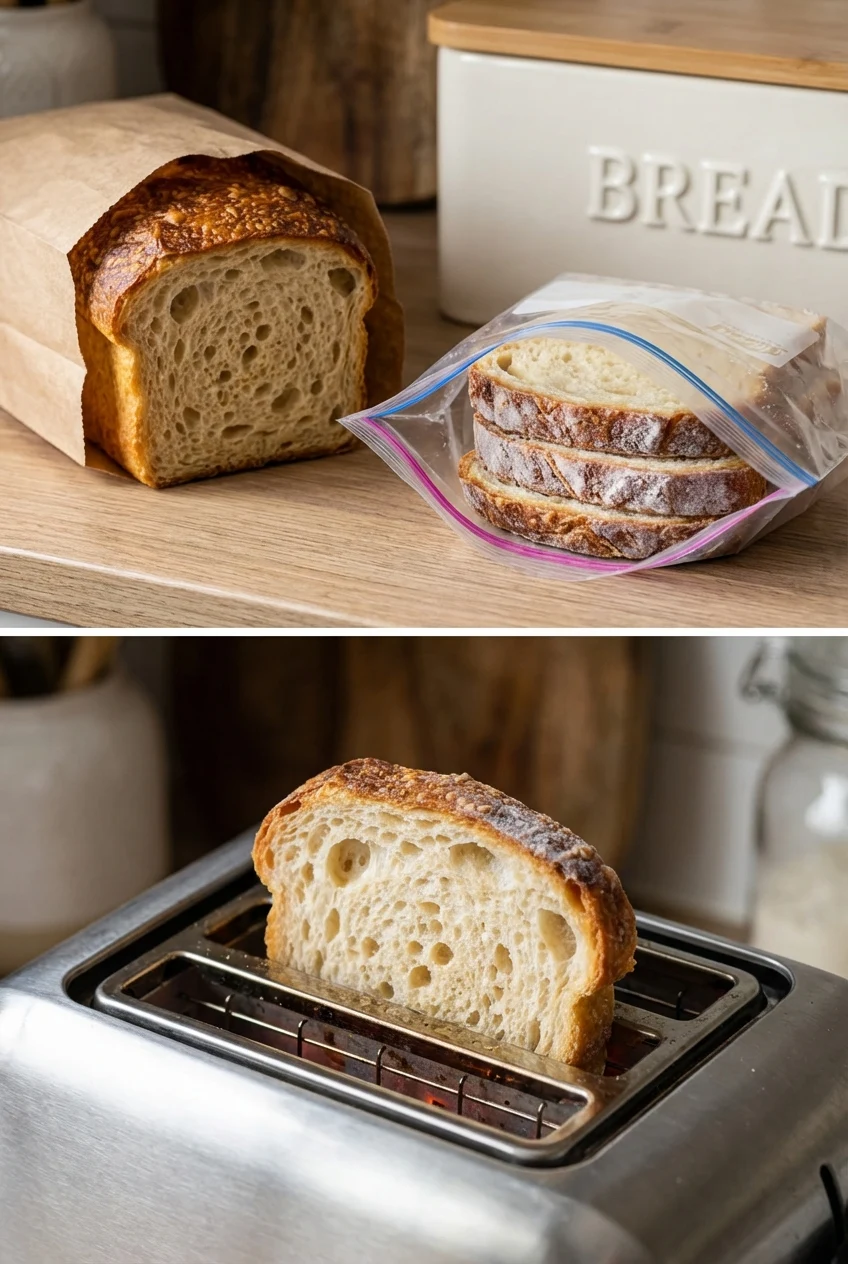 How to store and reheat Sourdough Discard Sandwich Bread