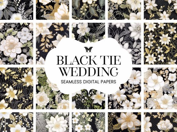 Black Tie Wedding Bridal Lace Florals