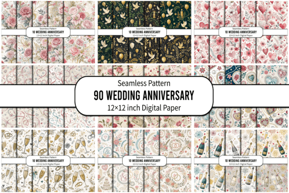 Wedding Anniversary Seamless Pattern