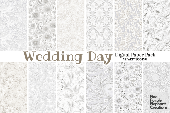 White Wedding Lace Floral Flourish Motif