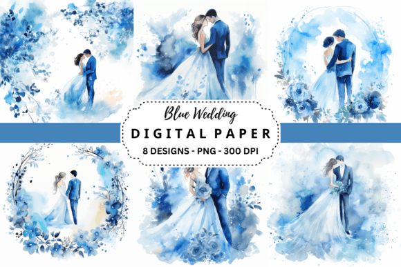 Watercolor Blue Wedding Background