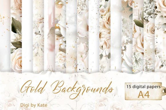 Gold and White Backgrounds Set