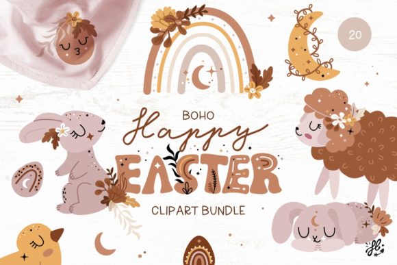 Boho Easter Clipart Bundle