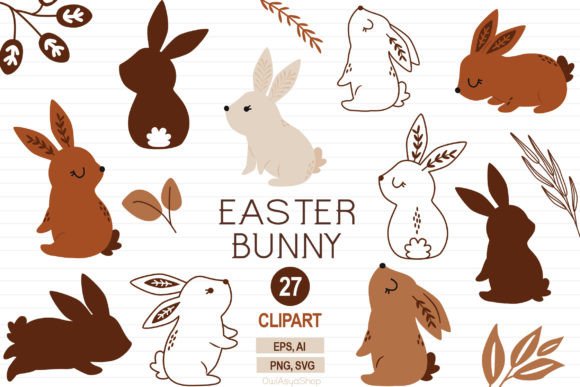 Easter Bunny Svg, Boho Easter Clipart