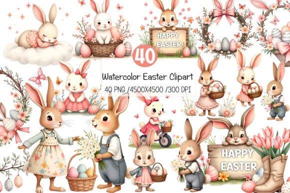 Easter Clipart Bundle Rabbit