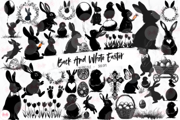 Black & White Easter Clipart