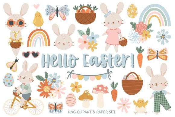 Hello Easter Clipart & Paper Set