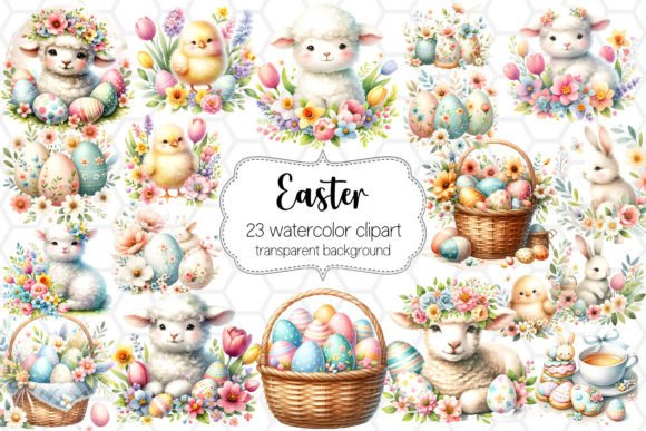 Cute Easter Clipart Bundle PNG Designs