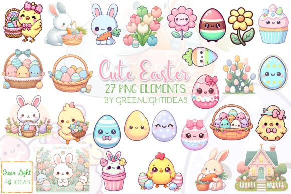 Cute Kawaii Easter Clipart