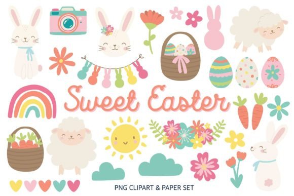 Sweet Easter Clipart & Paper Set