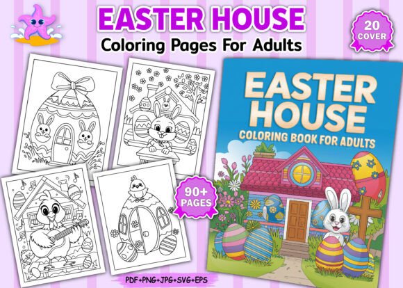 Easter House Coloring Pages for Adults