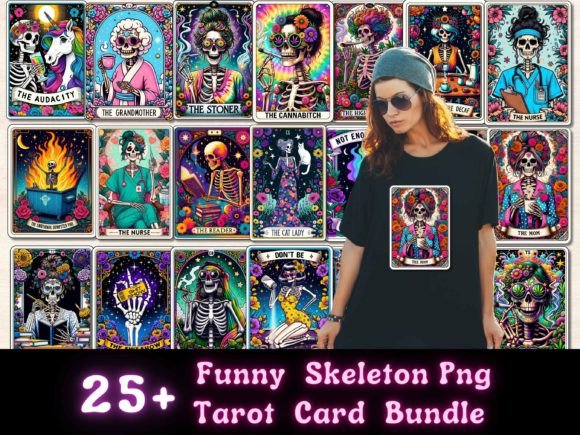 Sublimation Bundle with Humorous Skeleton Tarot Designs