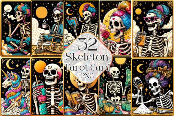 Humorous Skeleton Tarot Card Designs Pack