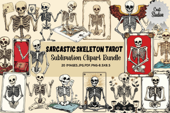 Skeleton Tarot Clipart Sublimation Bundle for Creative Projects