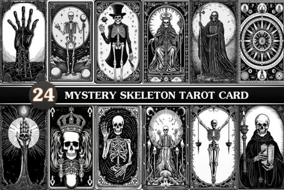 Skeleton Tarot Card Clipart Set